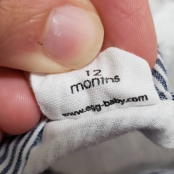EGG Baby Seersucker Striped Ruffle Accent Onesie - Picture 9 of 10